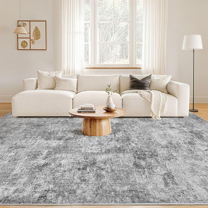 Nakagishi 10x12 Area Rugs Living Room: Washable Abstract Large Neutral Soft Rug - Image 4