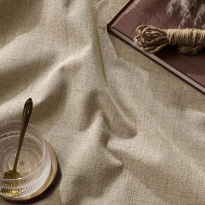 RYB HOME Burlap Linen Textured 100% Blackout Curtains 96 Inch - Image 8