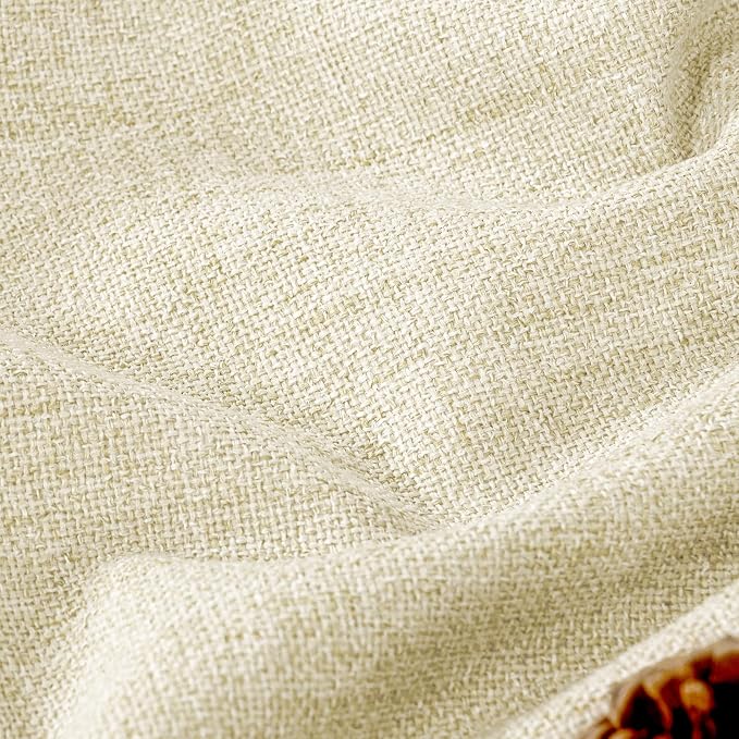 Cream Linen Blackout Curtains 63 Inch Long Each 38 Wide 2 Panels | Thermal - Image 4