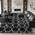 Large Area Rugs for Living Room, 7x10 Black and White Rug, Boho Thick Floor Mat by ONASAR
