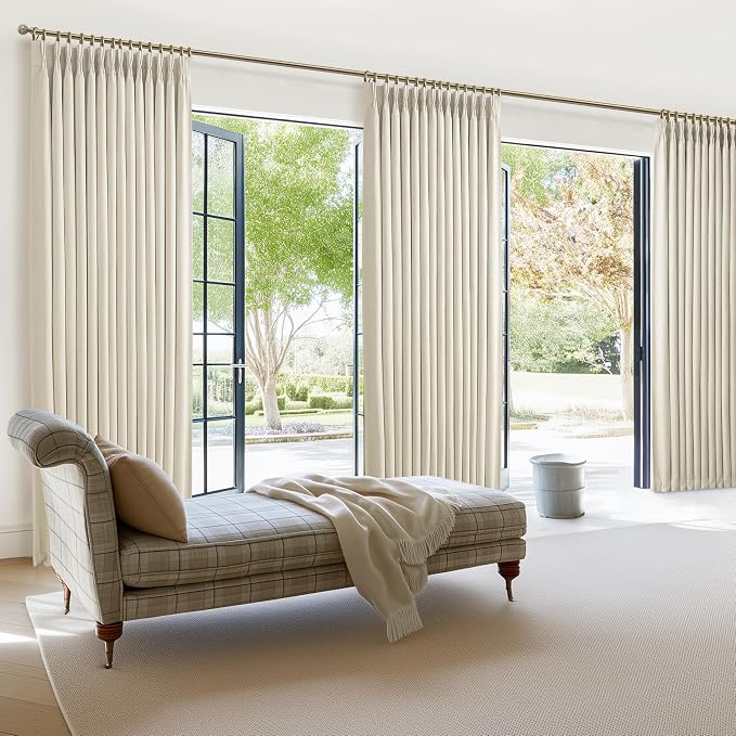 Pinch Pleated Cream Blackout Curtains 84 Inches Long - Image 8