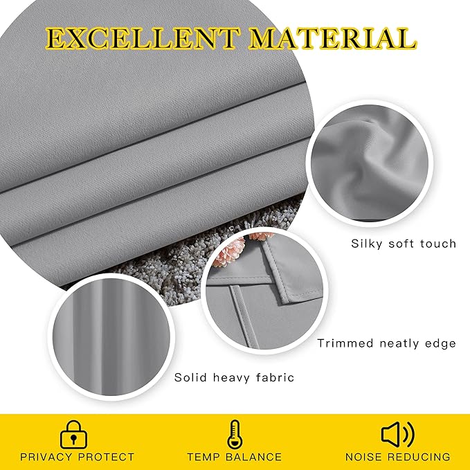 NICETOWN Blackout Silver Grey Doorway Curtains - Image 4