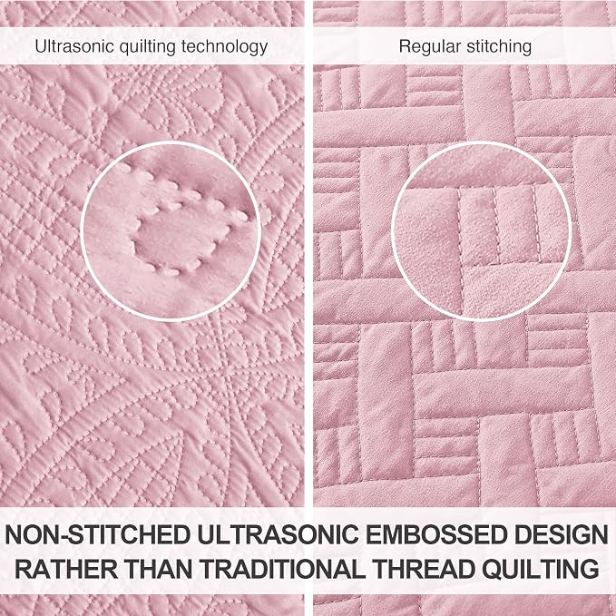 Love's cabin King Size Quilt Set Pink Bedspreads - Image 3