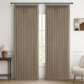 Unique 88 Inch Natural Linen Blackout Bedroom Curtains 2 Panels Set, Memory by PleatedDrapes