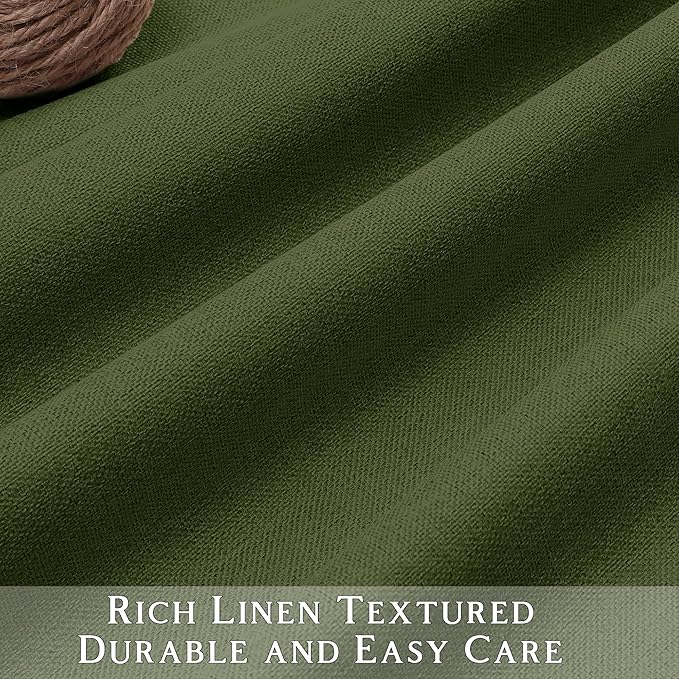 ChrisDowa 100% Blackout Olive Green Solid Curtains 108 Inches Long 2 Panels for Bedroom Living Room,Farmhouse Room Darkening Thermal Insulated Soundproof Grommet Top Window Treatment Drapes,52x108