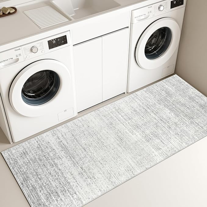 2x3 Rug Non Slip, Small Washable Entryway Rug Indoor Doormat Grey | Soft Low - Image 6