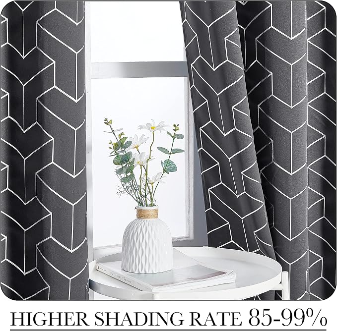 NICETOWN Blackout Curtains for Bedroom, Foil Printed T-Shaped Energy Saving - Image 4