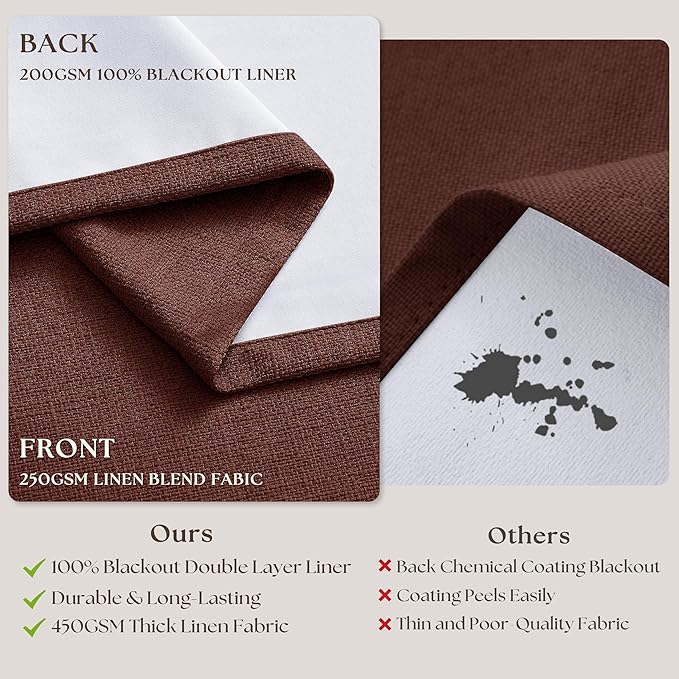 Red Brown 80 Inch Pinch Pleated Black Out Curtains 2 Panel Set | Pinch Pleat - Image 6