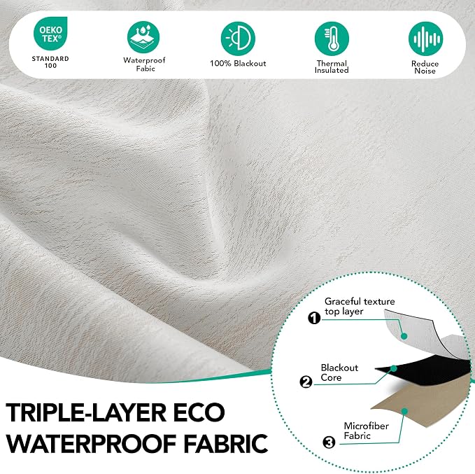 Deconovo Waterproof Total Blackout Curtains, Thermal Insulated Soundproof - Image 5