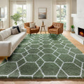 5x7 Area Rugs for Living Room Bedroom, Fluffy Olive Green and White Throw Rug by ONASAR