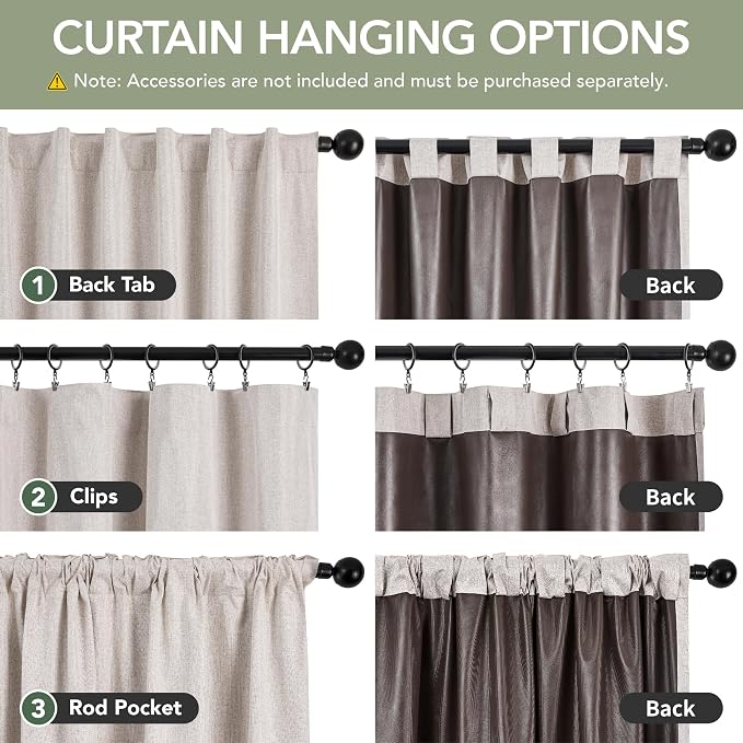 Deconovo Faux Linen 100% Blackout Curtains - Image 5