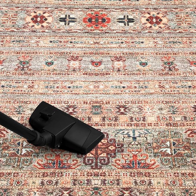 Keen Home Design 8x10 Rug - Machine Washable Area Rug with Non-Slip Backing, Ideal for Living Room, Dining Room, Bedroom - Vintage, Easy Clean, Durable, Low Pile Rug - (8' x 10')