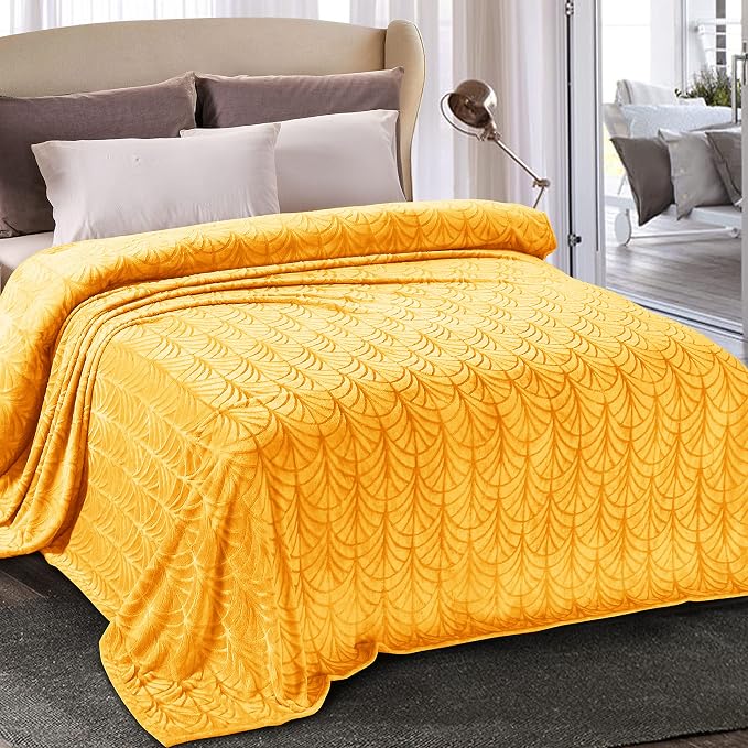 Whale Flotilla Soft Flannel Fleece Bed Blanket Queen Size, Lemon Yellow | Cozy by WHALEFLOTILLA