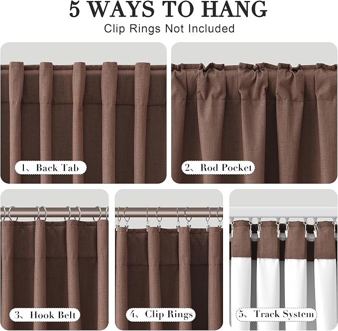 Joywell 100% Blackout Linen Curtains 90 Inch - Image 2