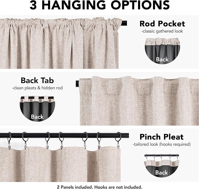 Deconovo Faux Linen 100% Blackout Curtains - Image 5