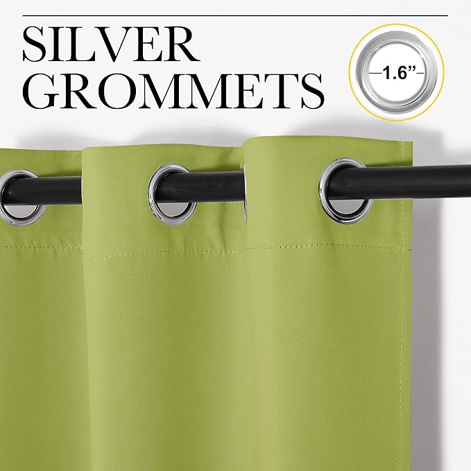 NICETOWN Fresh Green Blackout Curtains 120 inches Length - Image 2