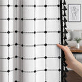 Boho Blackout Black Plaid Curtains 84 Inch Linen Blend 2 Panels | Vintage by Unknown