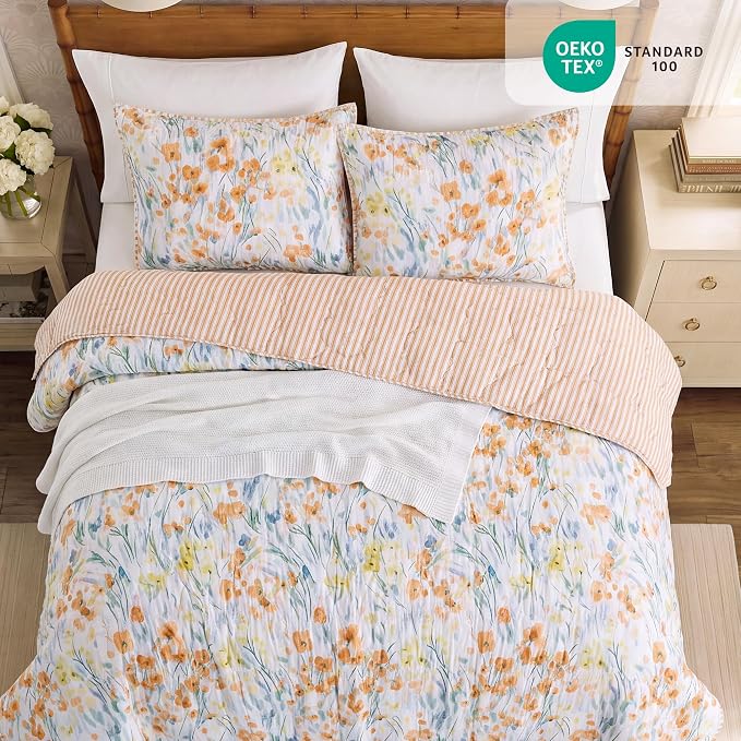 Twin/Twin XL Quilt Set-2 Pieces Soft Bedding Floral Reversible Coverlet | All - Image 5