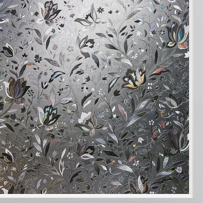 Kromapolis Window Privacy Film, Stained Glass, Non-Adhesive Renter-Friendly by Kromapolis