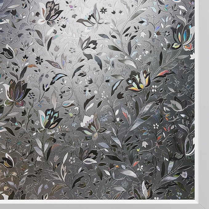 Kromapolis Window Privacy Film, Stained Glass, Non-Adhesive Renter-Friendly by Kromapolis