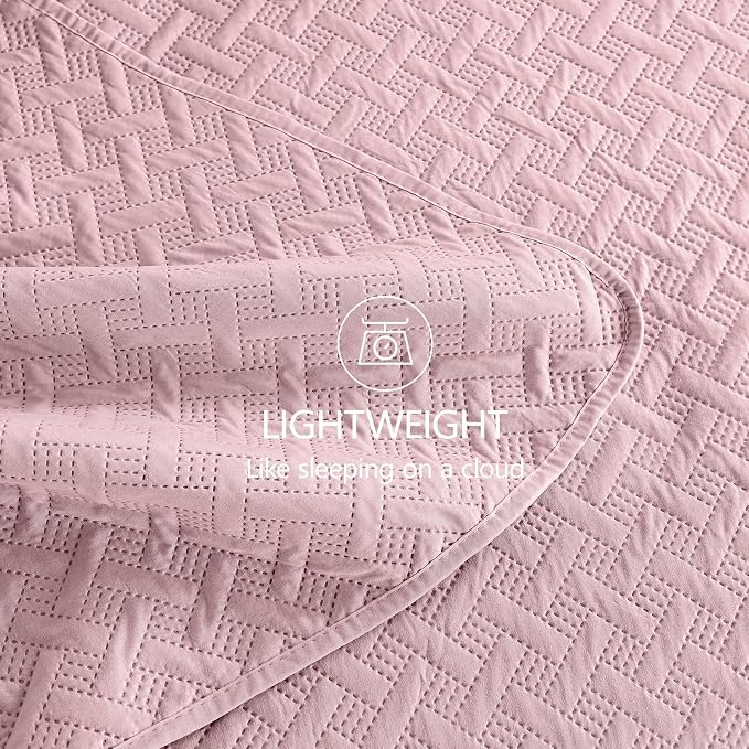 FLYMME Oversized King/California King Quilt Set 118"x106", Pure Pink 3-Piece - Image 6