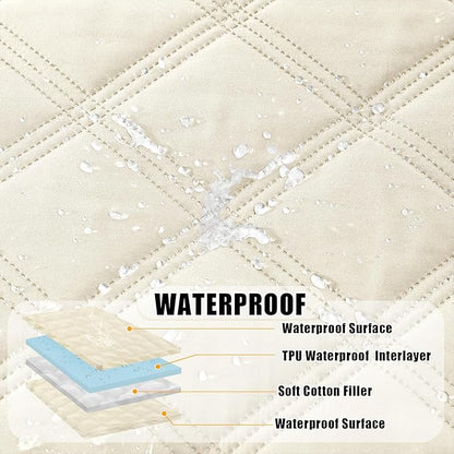 Smiry Waterproof Dog Bed Cover Blanket 40x80, Soft Reversible Pet Blanket, Washable Leakproof Cats Dogs Couch Cover for Sofa, Couch, Furniture, Lattice, Beige/Beige