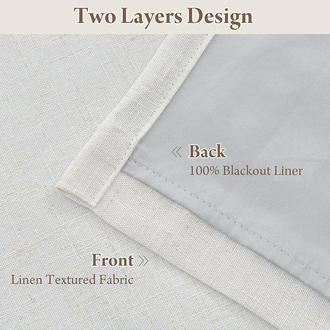 RYB HOME 100% Blackout Pinch Pleated Linen Curtains - Image 4