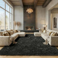 Black Area Rugs 9x12 Living Room, Large Fluffy Shag Bedroom Rug, Soft Plush by ONASAR