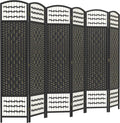 HOMCOM 6 Panel Room Divider, Folding Privacy Screen, Wave Fiber Freestanding by HOMCOM