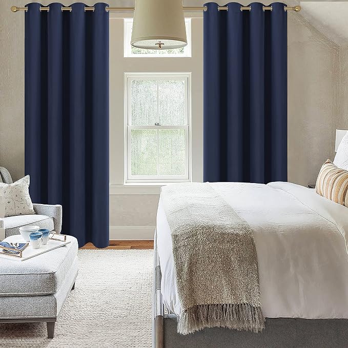 Diraysid Navy Blue Grommet Blackout Curtains - Image 4