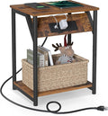 VASAGLE End Table with Charging Station, Small Side Table by Unknown