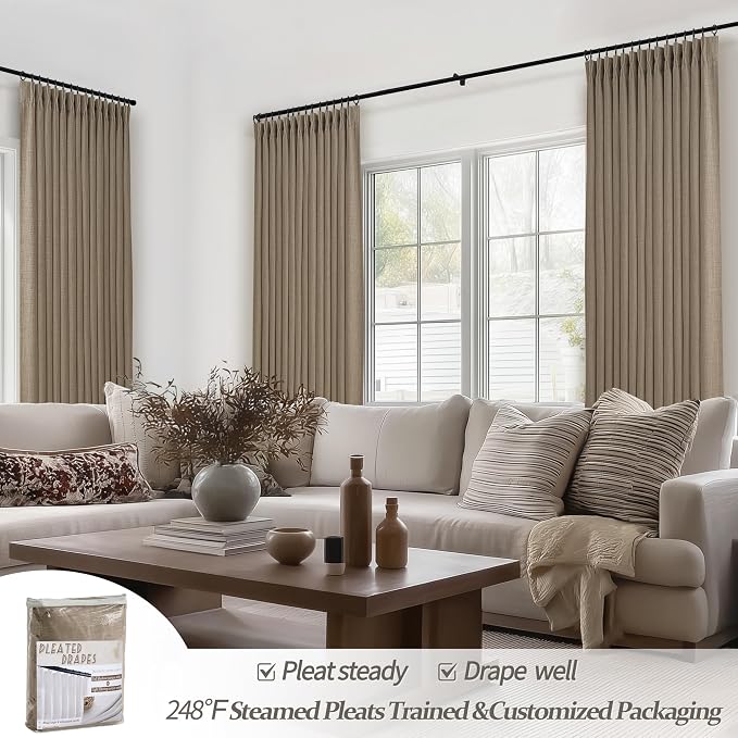 Extra Wide 70 Inch Natural Linen Blackout Bedroom Curtains 90 Inches Long 2 - Image 6