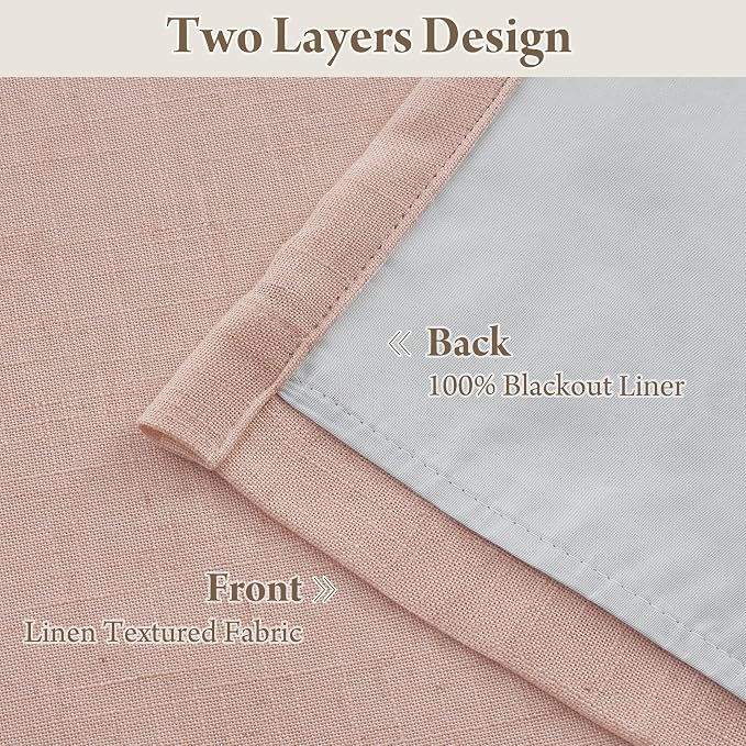 RYB HOME Natural Pinch Pleated Linen Curtains, 100% Blackout Thermal Insulated - Image 4