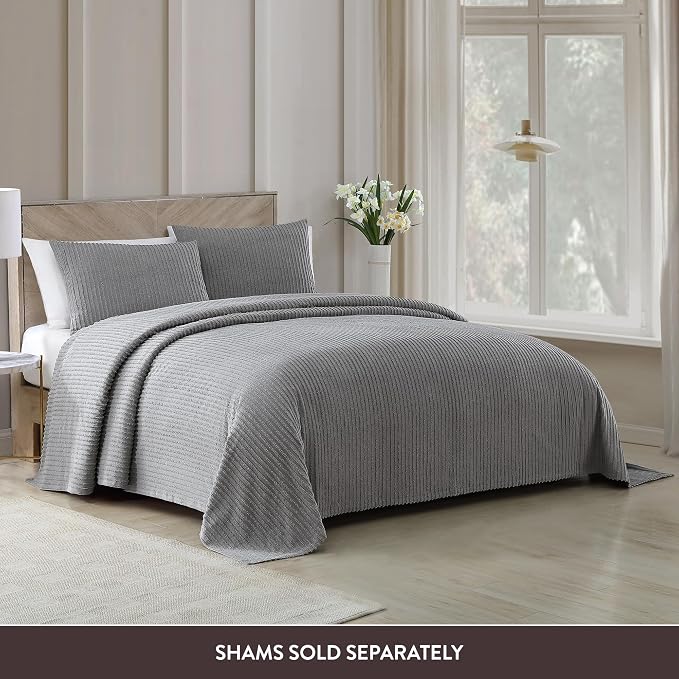 Beatrice Home Fashions Queen Channel Chenille Bedspread, lightweight tufted - Image 3
