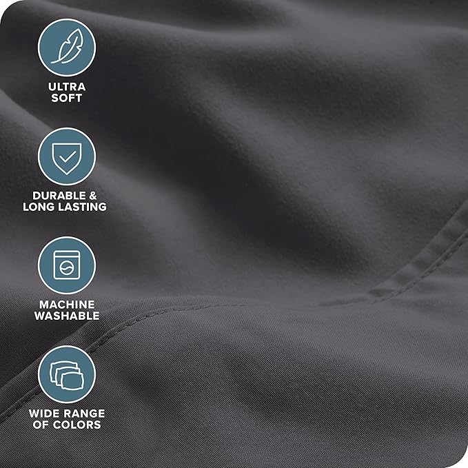 Bare Home Hotel Luxury Twin Sheet Set, Extra Soft - 4 Piece Set - Deep Pockets - Easy Fit - Cooling & Breathable - Wrinkle, Fade, Stain Resistant - Includes 2 Pillowcases (Twin, Grey)