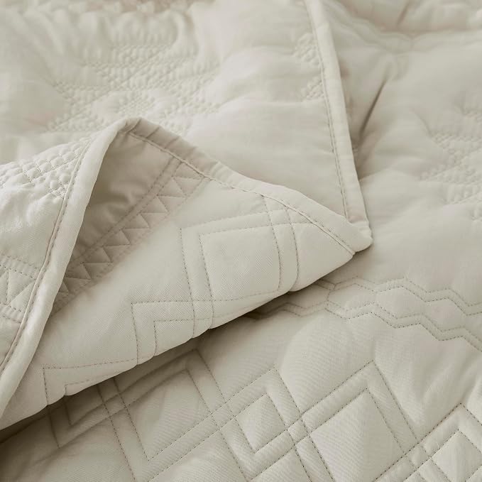 WDCOZY Beige Boho Oversized California Cal King Size Quilt Bedding Set - Image 8