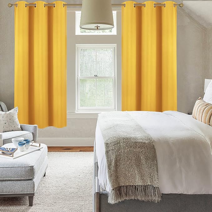Diraysid Yellow Grommet Blackout Curtains - Image 4