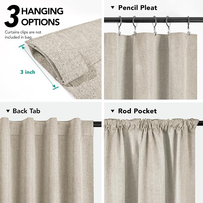 Deconovo Faux Linen 100% Blackout Curtains - Image 4