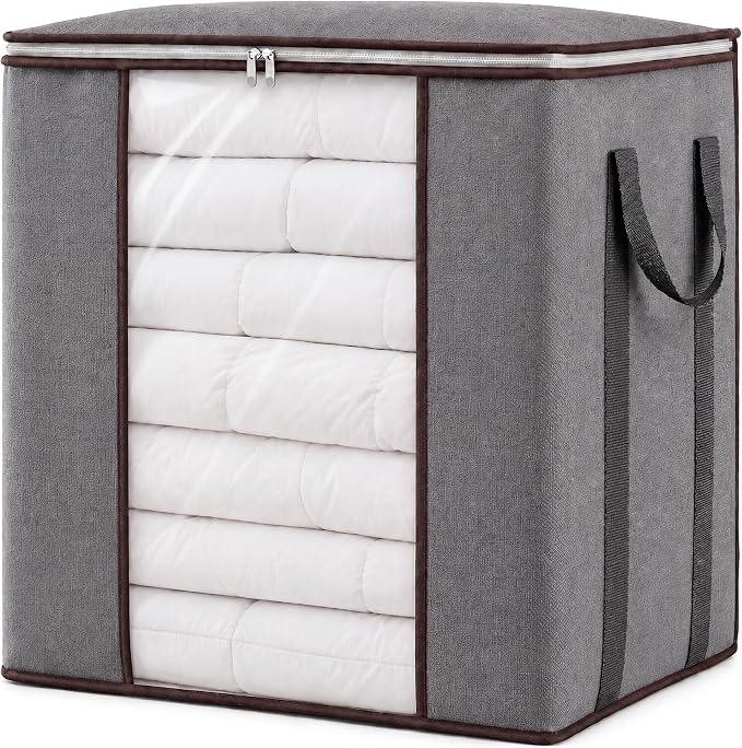Blanket Storage Bags 120L for Comforter Clothes Bedding Sheet Grey | Breathable by Fixwal