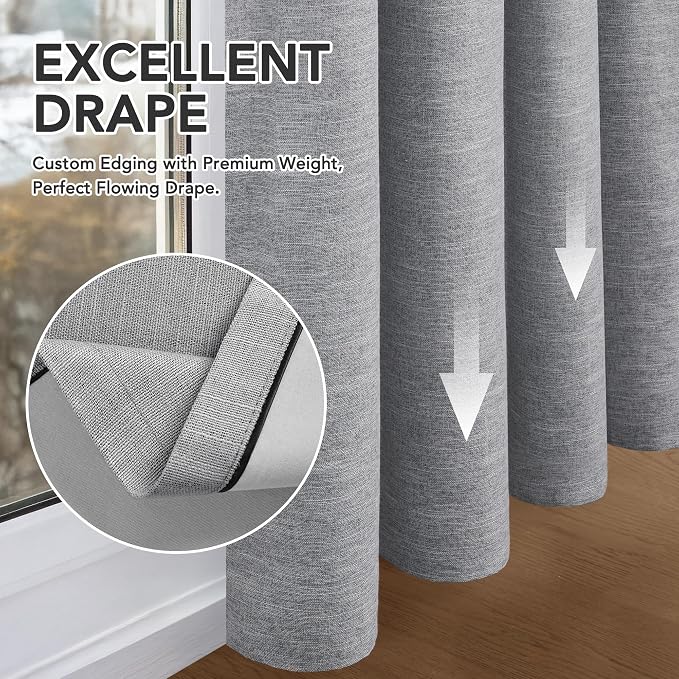 Deconovo Faux Linen 100% Blackout Curtains - Image 9