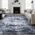 5x7 Area Rug Living Room: Modern Washable Indoor Carpet Black | by FXRHLP