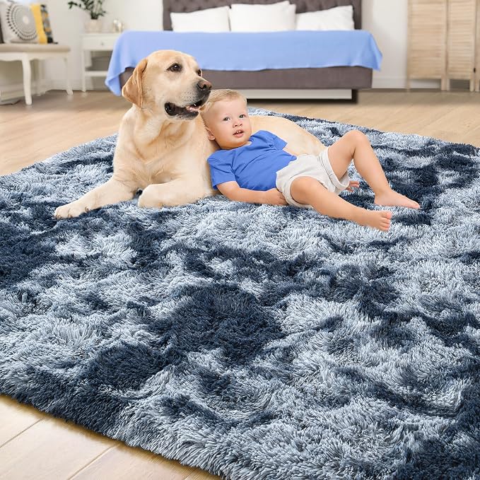 Soft Fluffy Rugs for Living Room, 5x8 Shaggy Area Rug for Bedroom, Modern Shag - Image 4