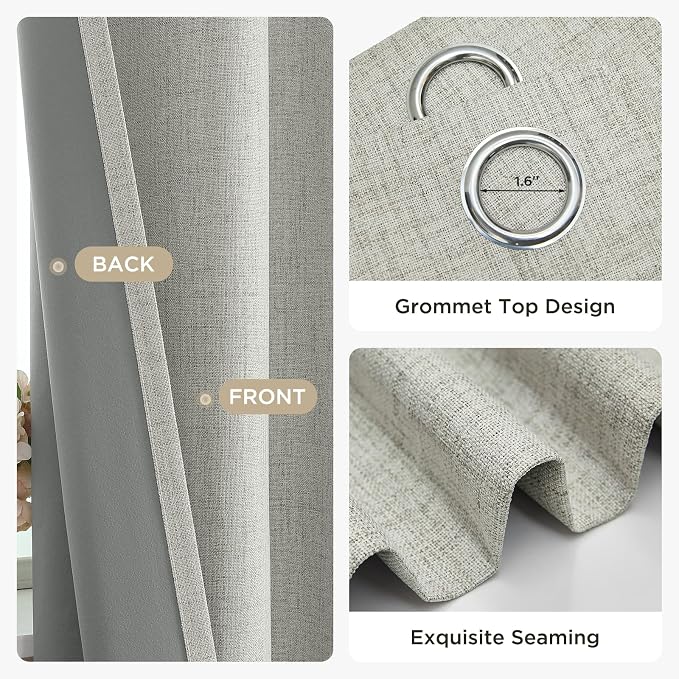Joydeco Blackout Curtains 90 Inches Long 2 Panels Burg, Room Darkening Curtains - Image 5