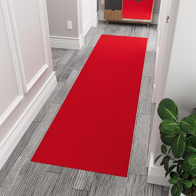 Ottomanson Non Slip Rug with Scraper Pile Durable for Indoor and Outdoor Use - Old Series, 2'7" x 5' (Area Rug), Red