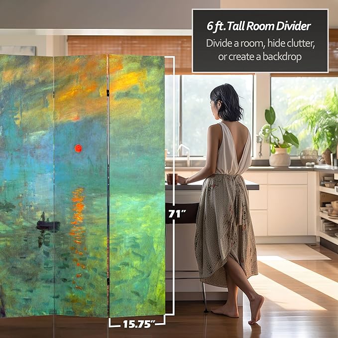 Red Lantern Double Sided Works of Monet Canvas Impression Sunrise/Houses of - Image 5