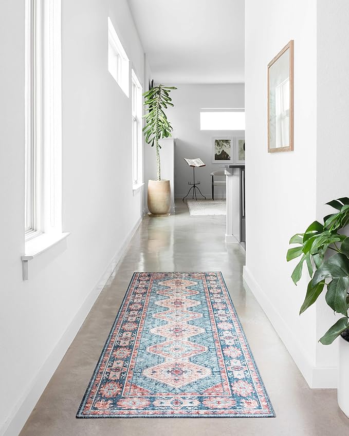 Loloi Skye Collection SKY-03 Turquoise/Terracotta 2'-6" x 10'-0" Runner Rug