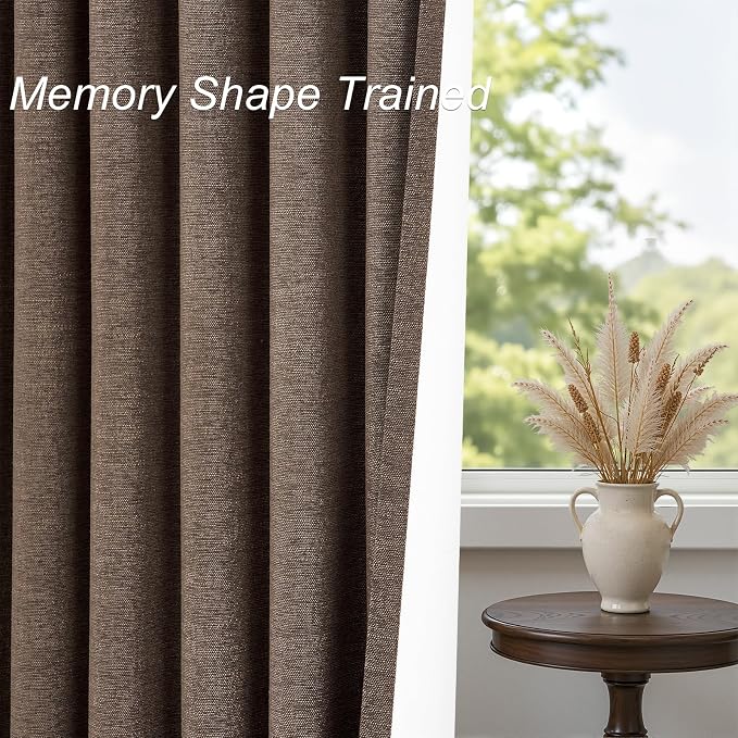 Topfinel Chocolate Brown Linen Curtain 120 Inches Long - Image 7