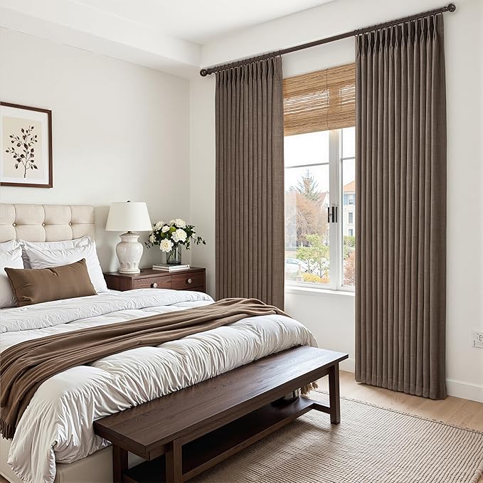 Dark Brown 108 Inch Extra Long Floor to Length Curtains 2 Panels - Image 7