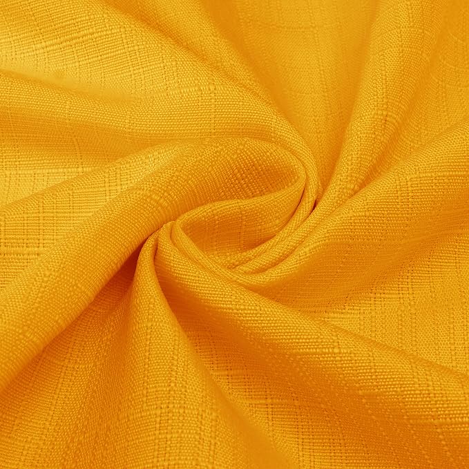 Diraysid 100% Blackout Curtains Yellow Linen Curtains - Image 3