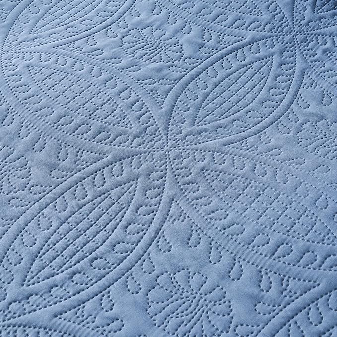 akkialla 118"x106" Bluish Grey California King Quilt Set, Oversized - Image 7
